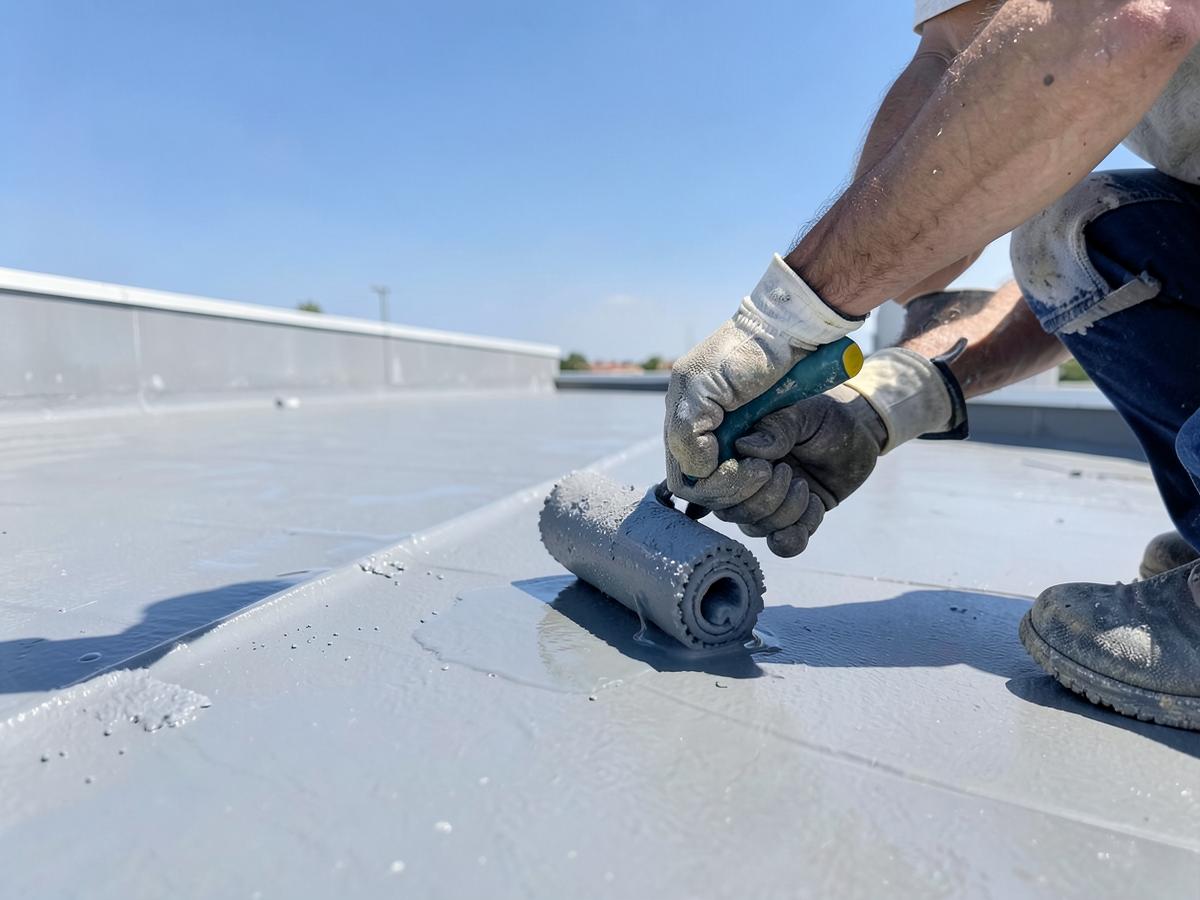 Aplicação de impermeabilização líquida num terraço